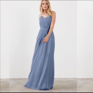 Dusty Blue Silk Chiffon Dress Sz 2